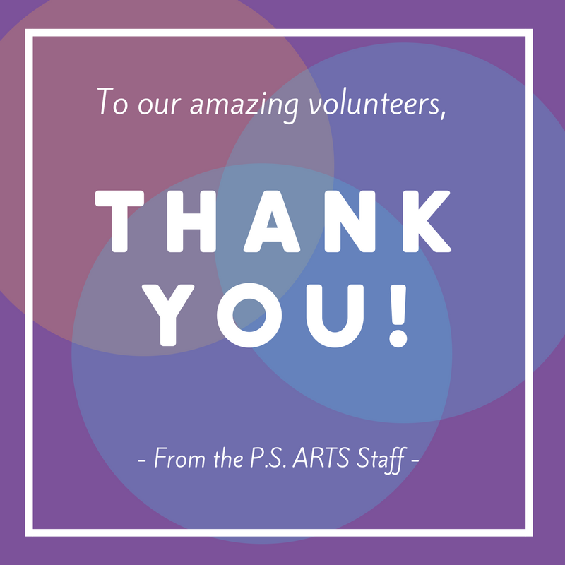 P.S. Arts thank you card for volunteer