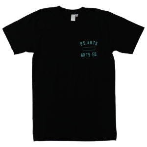 P.S. ARTS Arts Ed Shirt - Black with Teal Writing front